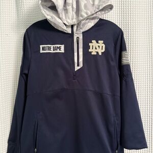 YL Notre Dame Kids Navy Pullover Hoodie Sweatshirt